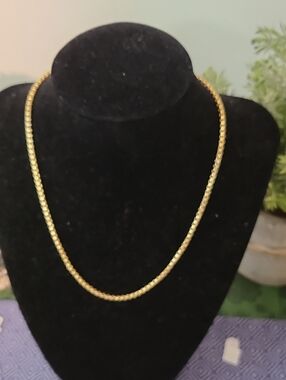Classic Gold Over Sterling Silver Round Box Link Chain Necklace - Women Jewelry
